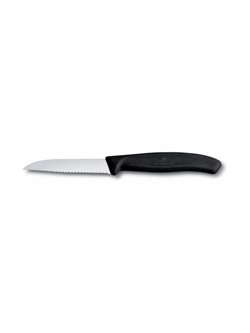 Μαχαίρι κουζίνας ίσιο, οδοντωτό 8 εκ. με μαύρη λαβή Swiss Classic της Victorinox