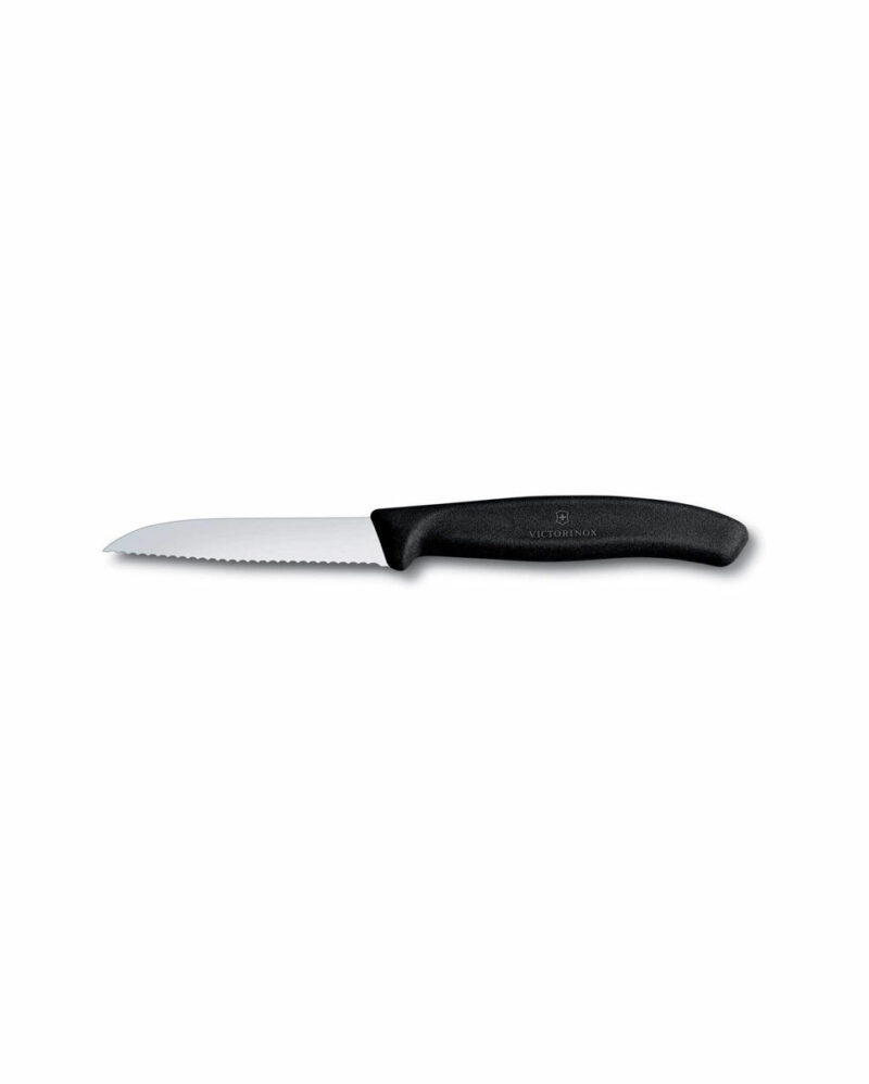 Μαχαίρι κουζίνας ίσιο, οδοντωτό 8 εκ. με μαύρη λαβή Swiss Classic της Victorinox