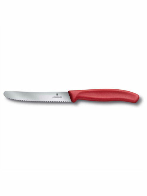Μαχαίρι κουζίνας στρογγυλό, οδοντωτό, 11 εκ. με κόκκινη λαβή Swiss Classic της Victorinox