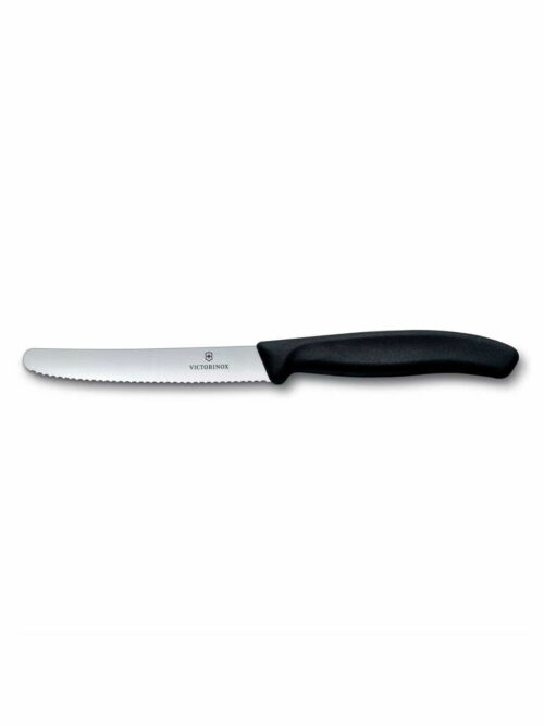 Μαχαίρι κουζίνας στρογγυλό, οδοντωτό, 11 εκ. με μαύρη λαβή Swiss Classic της Victorinox