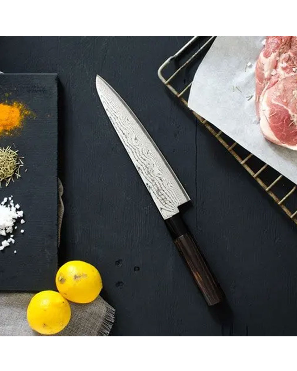 Μαχαίρι σεφ 27 εκ. από δαμασκηνό ατσάλι με λαβή καστανιάς Shippu Black – Tojiro