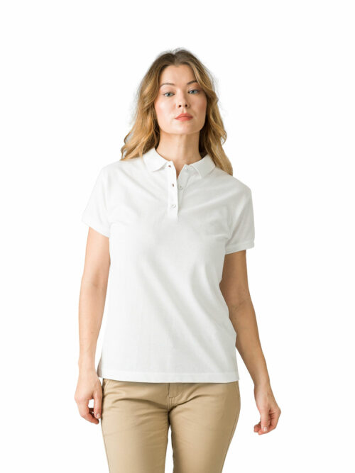 Γυναικεία μπλούζα polo MK214WV της Mukua λευκή