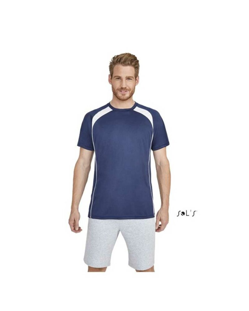 Ανδρική μπλούζα Match της Sol's μπλέ με λευκό